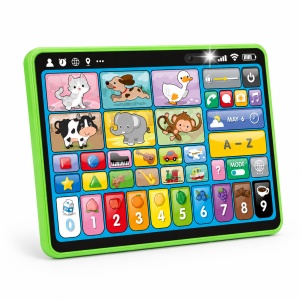 Tableta educationala bilingva pentru copii, Romana-Engleza, cu activitati interactive, cifre, litere, animale si sunete, Verde - Img 5