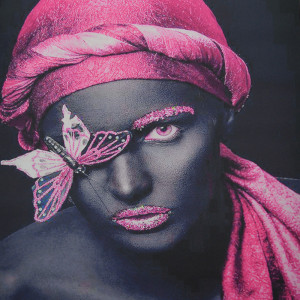 Tablou LED canvas Pink Butterfly cu leduri lumini 85 x 64 cm - Img 2