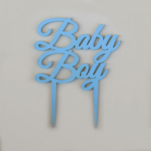 Topper, Ornament Decorativ din lemn "BabyBoy", albastru