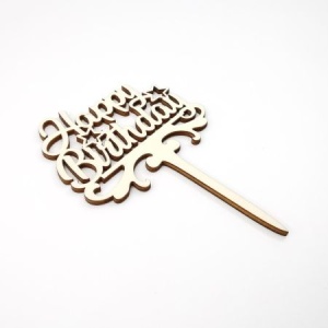 Topper, Ornament Decorativ din lemn "Happy Birthday"