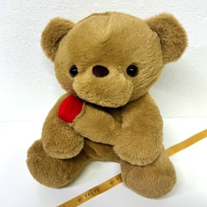 Ursulet de plus BUBU cu trandafir , inaltime 30 cm, Maro