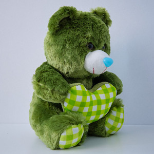 Ursulet de plus Coco, cu inimioara, inaltime 30cm, Verde