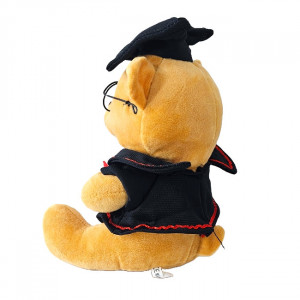 Ursulet de plus Graduate Teddy, cu toca, roba, ochelari si diploma, Inaltime 23 cm, Bej/Negru - Img 6