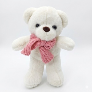 Ursulet de plus Pablo, cu fular impletit, inaltime 28 cm, Alb - Img 2