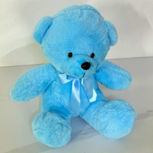 Ursulet de plus Tobi, cu papion, Inaltime 24 cm, Albastru