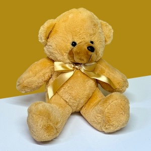 Ursulet de plus Tobi, cu papion, Inaltime 24 cm, Crem