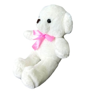Ursulet de plus Tobi, cu fundiță, Inaltime 33 cm, Alb - Img 3