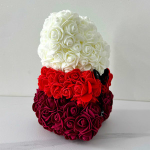 Ursulet Floral Teddy Bear Rainbow cu trandafiri din spuma hand-made, 25 cm, in cutie cadou, Rosu 2