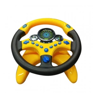 Volan interactiv pentru copii Learning Simulate Driver, cu sunete, butoane si ventuze pentru fixare, Galben-Negru, 3 ani+ - Img 2