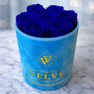 Aranjament floral Eternal Rose cu trandafiri criogenați, Albastru