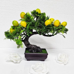 Bonsai decorativ artificial, in ghiveci miniatural, Fruit Tree, Lamaie, Inaltime 25 cm - Img 4