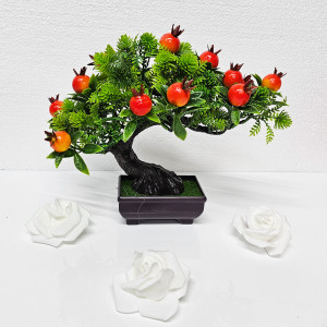 Bonsai decorativ artificial, in ghiveci miniatural, Fruit Tree, Merisor, Inaltime 25 cm - Img 4