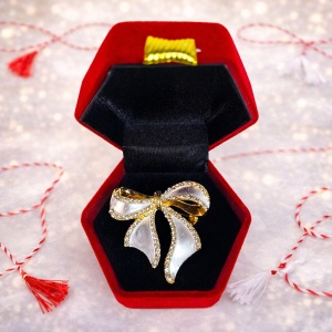 Brosa martisor tip funda, in cutie eleganta, argintiu - Img 2