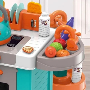 Bucatarie de jucarie copii cu lumini si sunete, set complet Kids Kitchen cu accesorii, 87 cm - Img 8