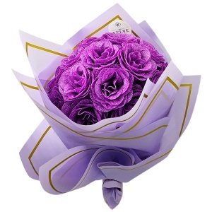 Buchet floral premium Glitter Roses cu 19 trandafiri lila decorativi, 40 cm