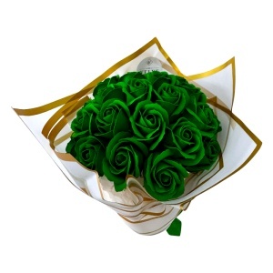Buchet Green Roses cu 25 trandafiri de sapun, - Img 3