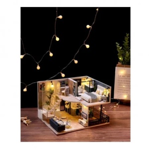 Casuta DIY miniatura moderna cu LED si music box, kit creativ premium 14+ ani - Img 3
