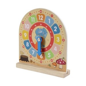 Ceas educativ din lemn pentru copii Wooden Clock Game, cu 30 carduri fata-verso, 3 ani+ - Img 3