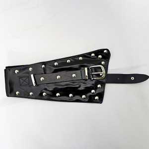 Centura cu catarama Teo Sky, elastica, cu note lucioase si detalii metalice, Negru 1
