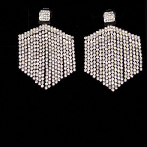 Cercei eleganti Pamela, cu pietre semipretioase, in cutie cadou, argintiu - Img 2