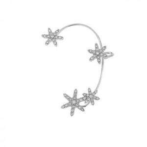 Cercel ear cuff pe toata urechea, Royal Flower argintiu pentru urechea dreapta