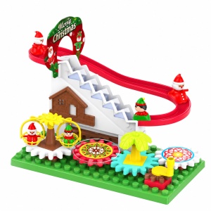 Circuit de Craciun pentru copii, cu tobogan, scara si figurine, 3 ani+ - Img 4