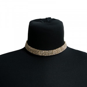 Colier Choker cu pietre semipretioase, la baza gatului, auriu, CK016