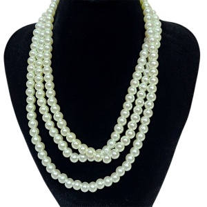 Colier dama Pearl Elegance cu perle albe pe 3 randuri, design clasic elegant - Img 3