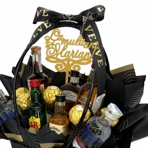 Cosulet Delice pentru barbati „La multi ani, Marian!!”, 7 bauturi miniatura si 5 praline Ferrero Rocher - Img 2