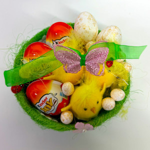 Cosulet HappyEaster, cu Kinder Joy si trei puisori - Img 5