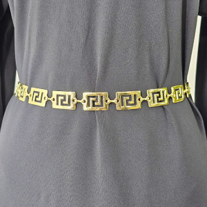 Curea metalica decorativa Gold Maze, cu inchidere reglabila, Auriu 3
