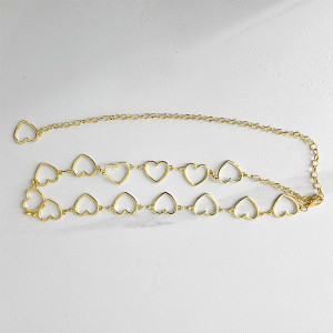 Curea metalica Heart in Love, cu lant reglabil, Auriu