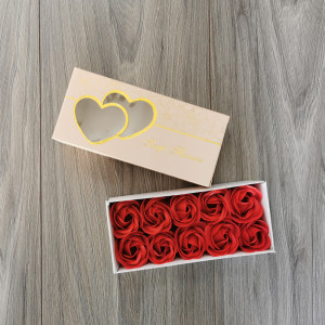 Cutie cadou 2Hearts cu 10 trandafiri de sapun, rosu