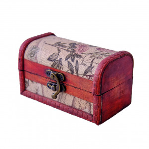 Cutie pentru accesorii, in forma de cufar din lemn 12.5 x 7 x 7