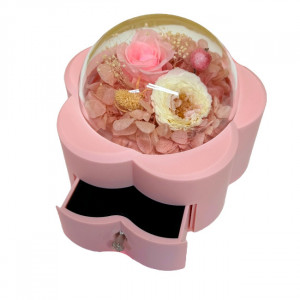 Cutie de bijuterii One Rose cu trandafiri criogenati, Roz