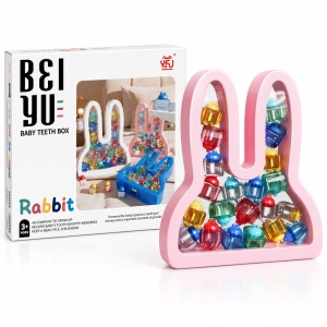 Cutie pentru pastrarea dintisorilor de lapte Rabbit, cu recipiente individuale colorate, roz - Img 2