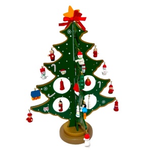 Decoratiune craft Do it Yourself de Craciun, bradut si globulete in miniatura, Verde