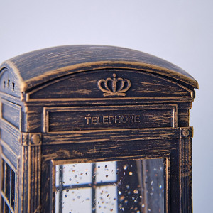Decoratiune de Craciun, felinar in forma de cabina telefonica, luminos si muzical, cu scena nasterii lui Iisus, USB inclus, 21 x 9 x 9 cm