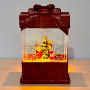 Decoratiune muzicala si luminoasa, tip cadou, lumini calde si zapada in miscare, USB inclus, 19x12 cm - Img 4