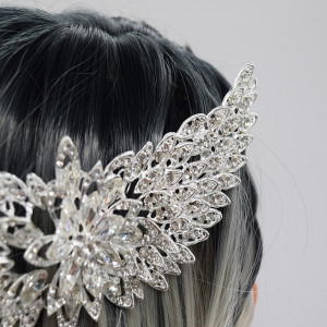 Diadema de par Lora, cu pietre semipretioase, argintie, DL012