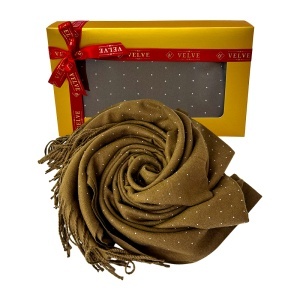 Esarfa Cashmere Sparkle, pentru femei, in cutie cadou, Maro caramel