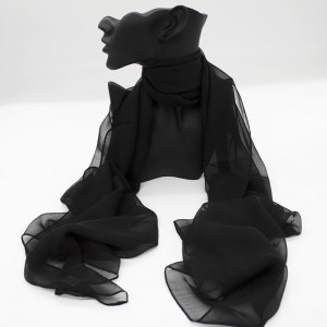 Esarfa satinata de dama, in cutie cadou, Negru1