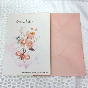 Felicitare cu design 3D si plic "Good Luck" Roz