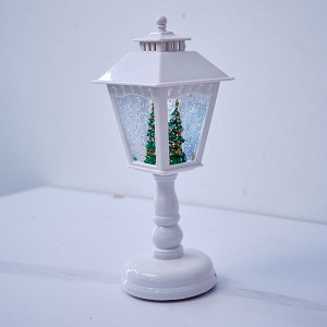 Felinar englezesc muzical tip decoratiune de Craciun, cu LED, 21 cm, Alb  1