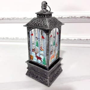 Felinar luminos decorativ Light and Magic, cu LED si peisaj de iarna, Cerb, Negru Antracit, 21X8X8 cm - Img 5