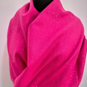 Fular lung de dama Serene Luxe, cu sclipici si casmir, Fucsia, 200x70 cm - Img 4