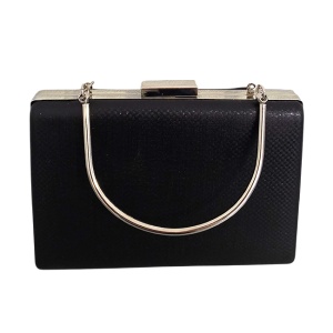 Geanta de ocazie, SYLVI, tip clutch, cu lant detasabil argintiu si piele ecologica, Negru - Img 1
