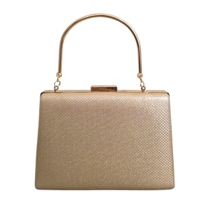 Geanta de ocazie, SYLVI, tip clutch, cu lant detasabil auriu si piele ecologica, GOLD - Img 5