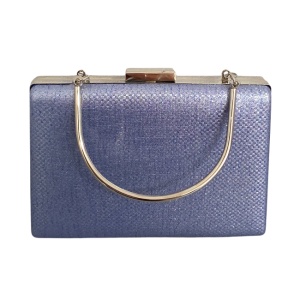 Geanta de seara, SYLVI, tip clutch, cu lant detasabil argintiu si piele ecologica, Albastru - Img 1