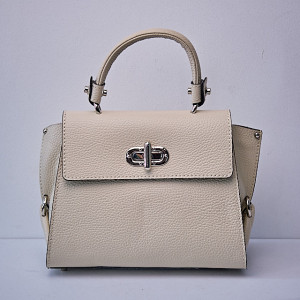 Geanta eleganta, PoshPurse, din piele naturala, de tip business si inchidere laterala, Bej